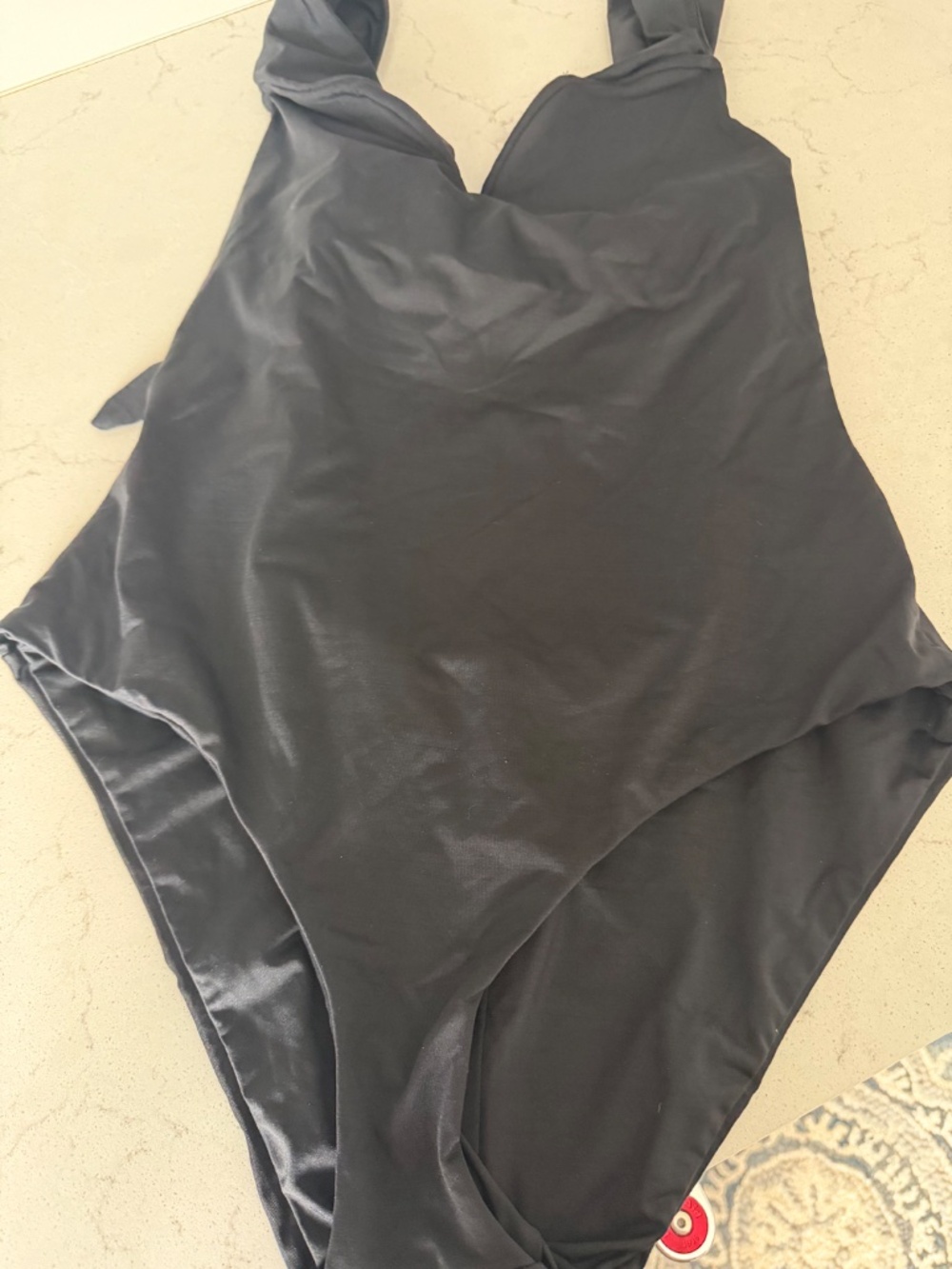 Becca Black Large One Piece Swimsuit with Built in Bra Liner Three Ties XL